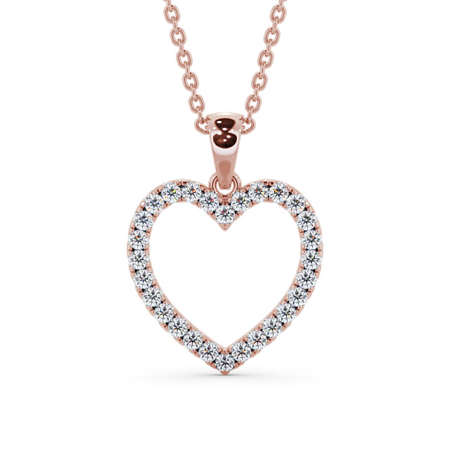 Heart Style Round Diamond Pendant 9K Rose Gold - Elesore PNT143_RG_UP