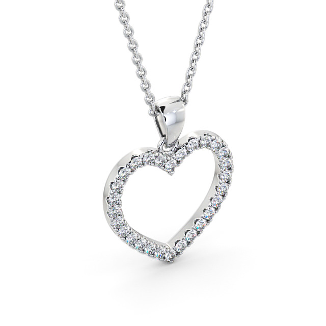 Heart Style Round Diamond Pendant 9K White Gold - Elesore PNT143_WG_FLAT
