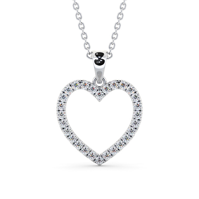 Heart Style Round Diamond Pendant 9K White Gold - Elesore PNT143_WG_UP