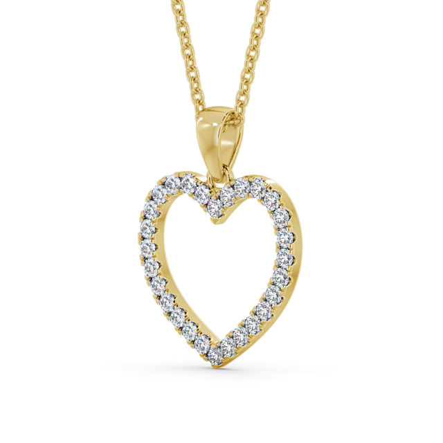 Heart Style Round Diamond Pendant 9K Yellow Gold - Elesore PNT143_YG_SIDE