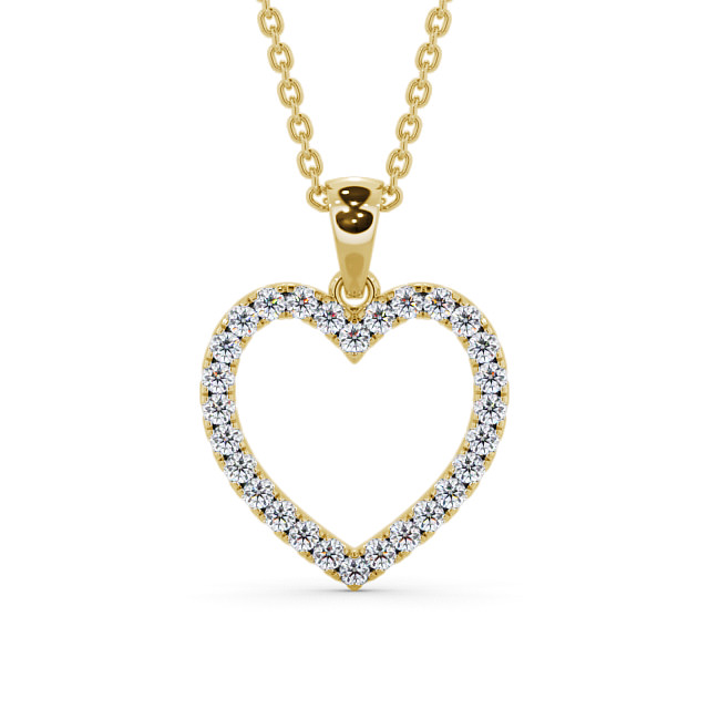Heart Style Round Diamond Pendant 9K Yellow Gold - Elesore PNT143_YG_UP