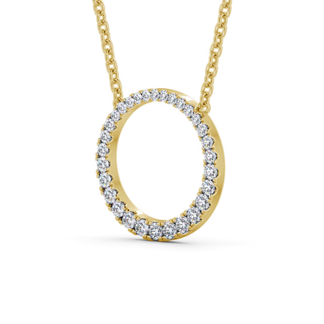Circle Round Diamond 0.30ct Pendant 9K Yellow Gold - Dinance PNT144_YG_SIDE