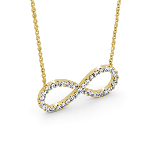 Infinity Style Round Diamond Pendant 18K Yellow Gold - Zeus PNT145_YG_FLAT