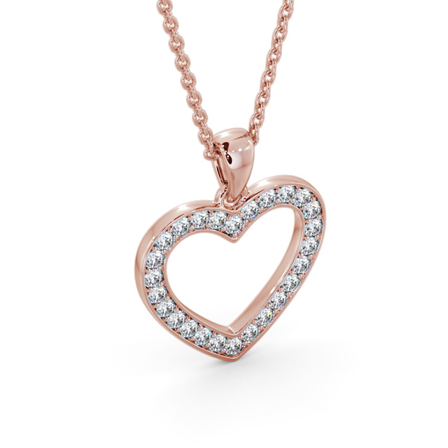 Heart Style Round Diamond Pendant 9K Rose Gold - Chelma PNT147_RG_FLAT