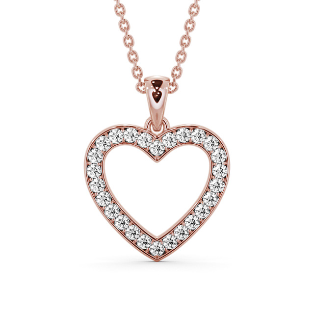 Heart Style Round Diamond Pendant 18K Rose Gold - Chelma PNT147_RG_UP