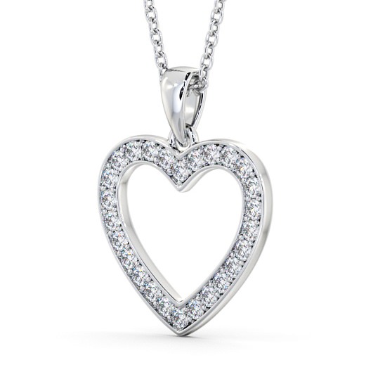 Heart Style Round Diamond Pendant 18K White Gold - Chelma PNT147_WG_THUMB1