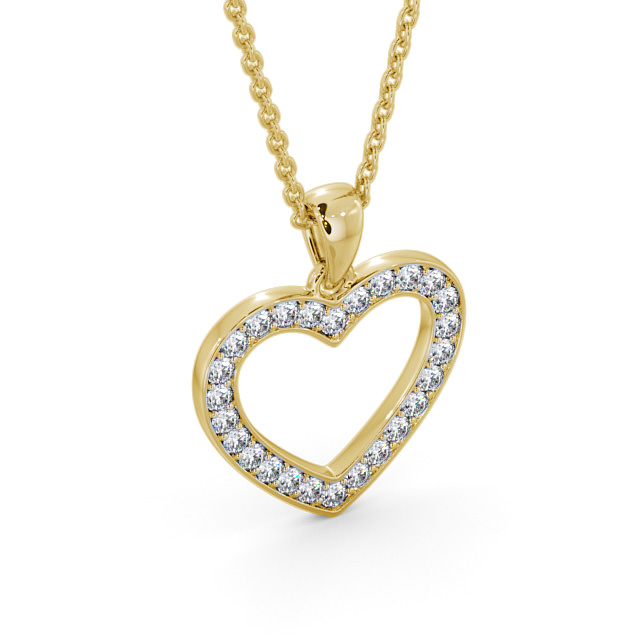 Heart Style Round Diamond Pendant 9K Yellow Gold - Chelma PNT147_YG_FLAT