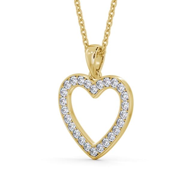 Heart Style Round Diamond Pendant 9K Yellow Gold - Chelma PNT147_YG_SIDE