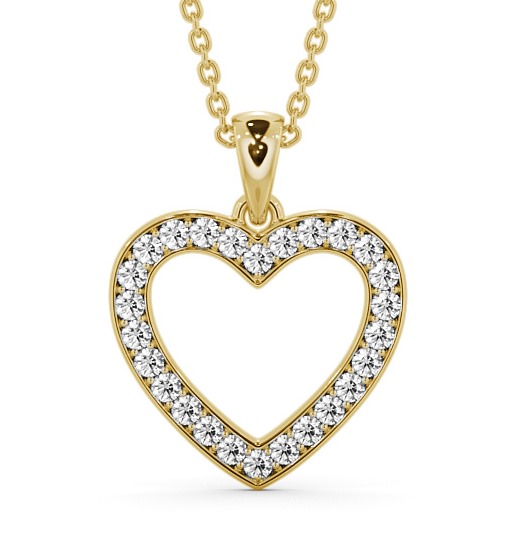  Heart Style Round Diamond Pendant 18K Yellow Gold - Chelma PNT147_YG_THUMB2 