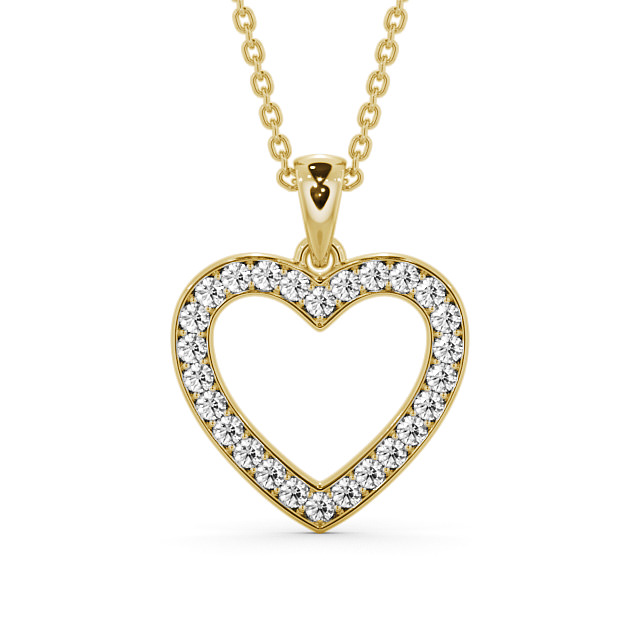 Heart Style Round Diamond Pendant 18K Yellow Gold - Chelma PNT147_YG_UP