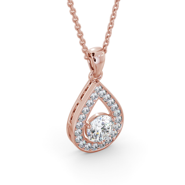 Drop Style Round Diamond Pendant 18K Rose Gold - Aranka PNT148_RG_FLAT
