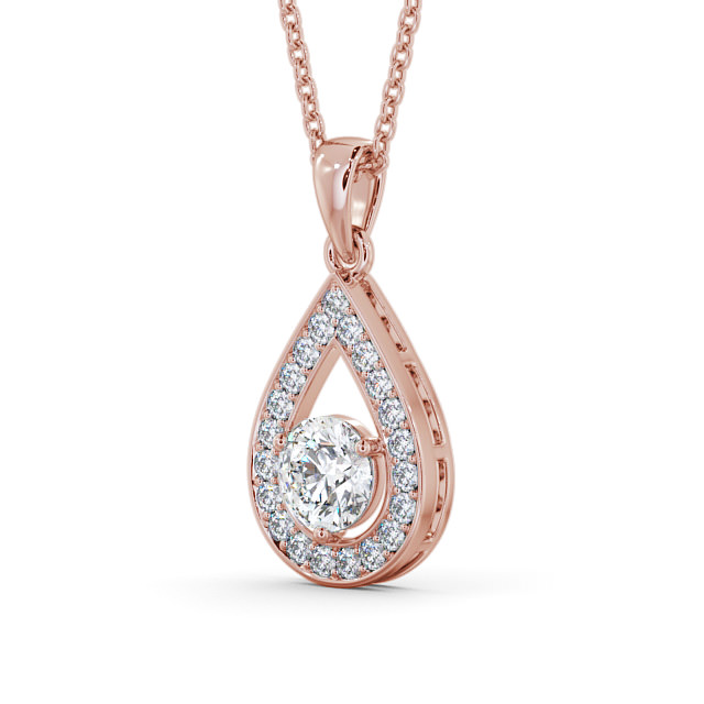 Drop Style Round Diamond Pendant 18K Rose Gold - Aranka PNT148_RG_SIDE
