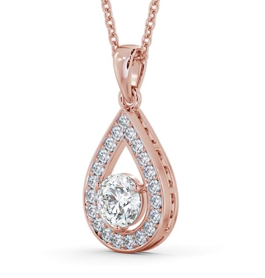 Drop Style Round Diamond Pendant 18K Rose Gold - Aranka PNT148_RG_THUMB1
