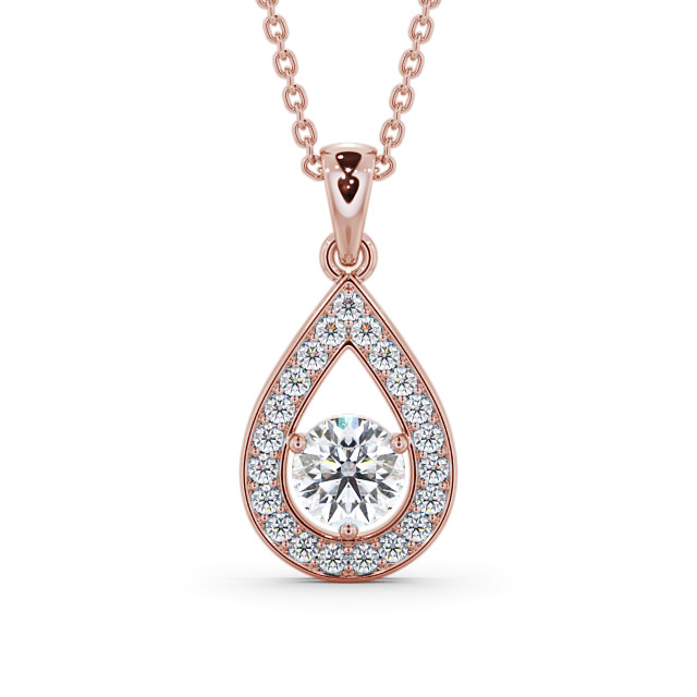 Drop Style Round Diamond Pendant 18K Rose Gold - Aranka PNT148_RG_UP