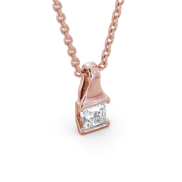 Princess Solitaire Tension Stud Diamond Pendant 9K Rose Gold - Seraphine PNT149_RG_FLAT