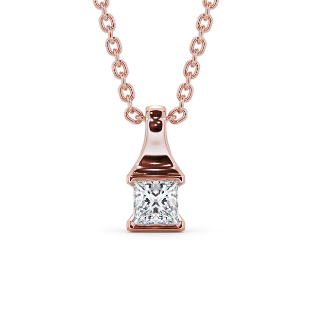 Princess Solitaire Tension Stud Diamond Pendant 9K Rose Gold - Seraphine PNT149_RG_UP