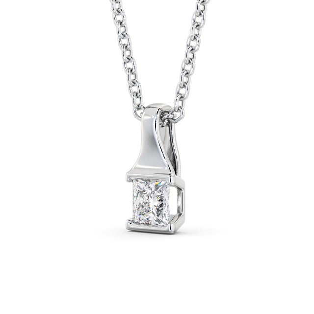 Princess Solitaire Tension Stud Diamond Pendant 9K White Gold - Seraphine PNT149_WG_SIDE