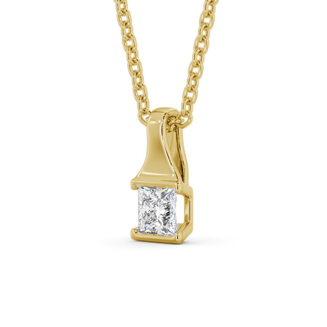 Princess Solitaire Tension Stud Diamond Pendant 18K Yellow Gold - Seraphine PNT149_YG_SIDE