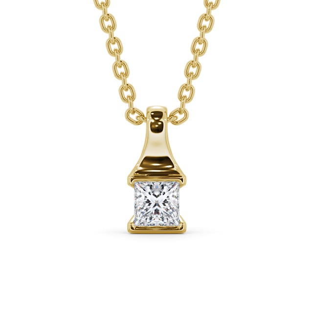 Princess Solitaire Tension Stud Diamond Pendant 18K Yellow Gold - Seraphine PNT149_YG_UP