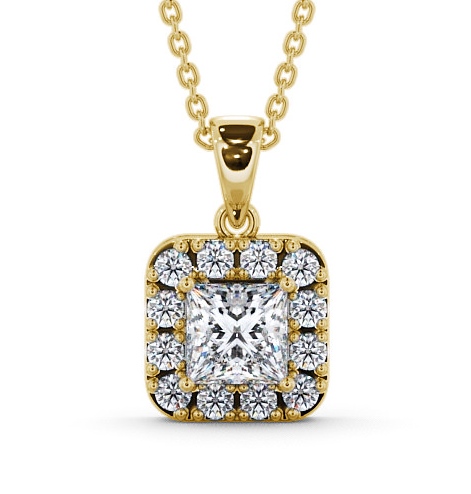  Halo Princess Diamond Pendant 18K Yellow Gold - Atley PNT14_YG_THUMB2 