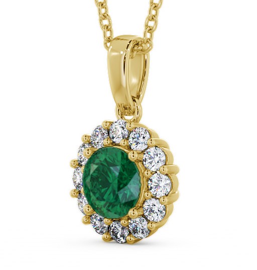  Halo Emerald and Diamond 1.74ct Pendant 18K Yellow Gold - Chester PNT15GEM_YG_EM_THUMB1 