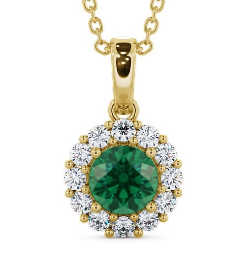  Halo Emerald and Diamond 1.74ct Pendant 18K Yellow Gold - Chester PNT15GEM_YG_EM_THUMB2 