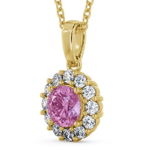  Halo Pink Sapphire and Diamond 1.89ct Pendant 18K Yellow Gold - Chester PNT15GEM_YG_PS_THUMB1 