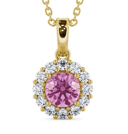  Halo Pink Sapphire and Diamond 1.89ct Pendant 18K Yellow Gold - Chester PNT15GEM_YG_PS_THUMB2 