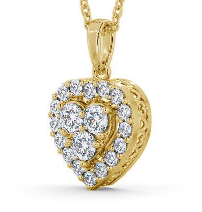 Halo Round Diamond Heart Pendant 9K Yellow Gold - Tulla PNT16_YG_THUMB1