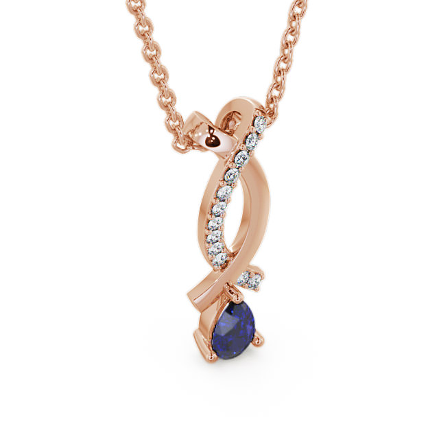 Drop Style Blue Sapphire and Diamond 0.37ct Pendant 9K Rose Gold - Halling PNT17GEM_RG_BS_THUMB2