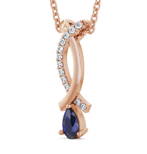 Drop Style Blue Sapphire and Diamond 0.37ct Pendant 9K Rose Gold - Halling PNT17GEM_RG_BS_THUMB1