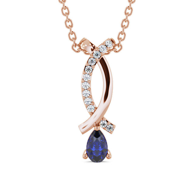 Drop Style Blue Sapphire and Diamond 0.37ct Pendant 9K Rose Gold - Halling PNT17GEM_RG_BS_THUMB2