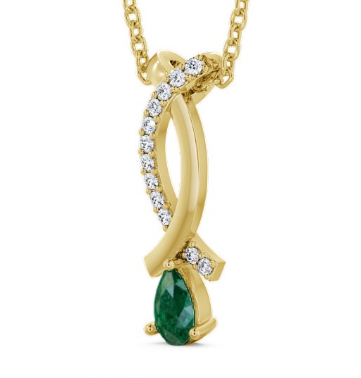 Drop Style Emerald and Diamond 0.32ct Pendant 9K Yellow Gold - Halling PNT17GEM_YG_EM_THUMB1