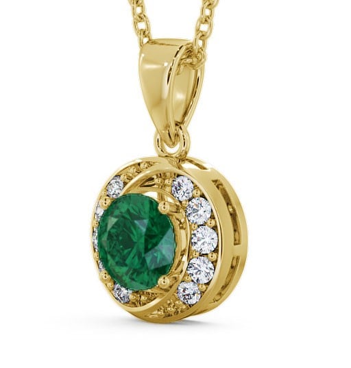  Halo Emerald and Diamond 1.46ct Pendant 18K Yellow Gold - Cialla PNT19GEM_YG_EM_THUMB1 