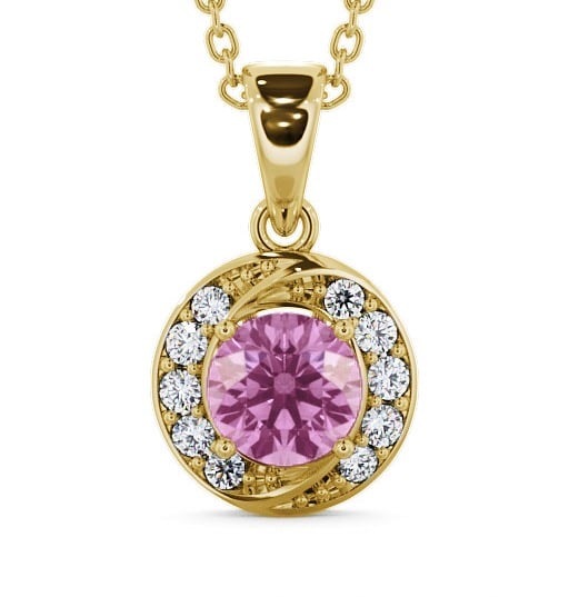  Halo Pink Sapphire and Diamond 1.61ct Pendant 18K Yellow Gold - Cialla PNT19GEM_YG_PS_THUMB2 