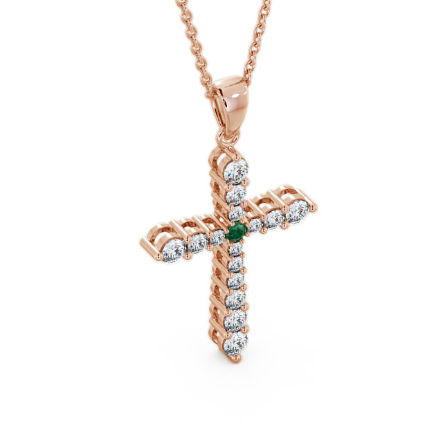 Cross Emerald and Diamond 0.95ct Pendant 9K Rose Gold - Abbey PNT1GEM_RG_EM_THUMB2