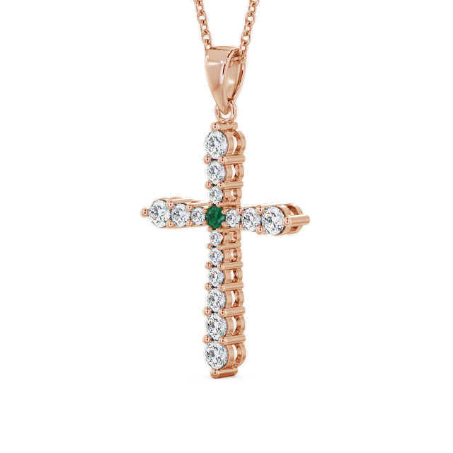 Cross Emerald and Diamond 0.95ct Pendant 9K Rose Gold - Abbey PNT1GEM_RG_EM_THUMB2