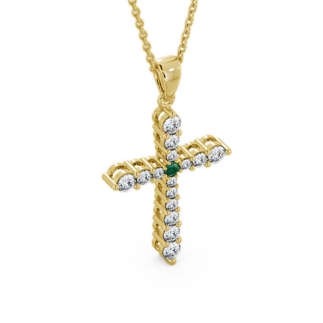 Cross Emerald and Diamond 0.95ct Pendant 9K Yellow Gold - Abbey PNT1GEM_YG_EM_THUMB2