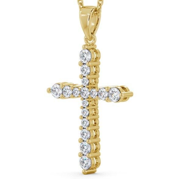 Cross Round Diamond Pendant 9K Yellow Gold - Abbey PNT1_YG_THUMB1
