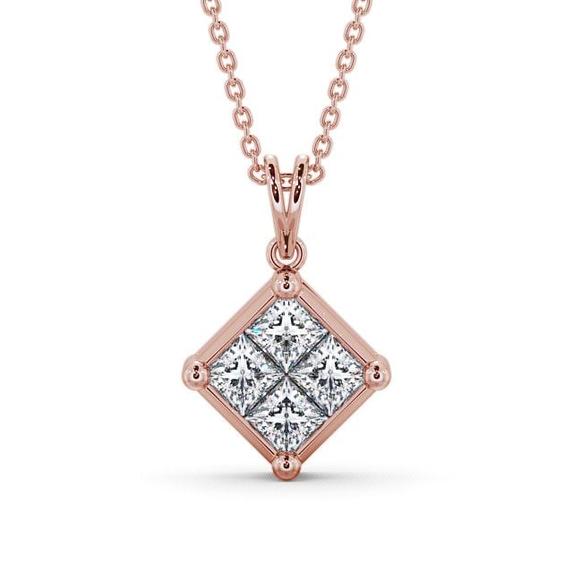 Cluster Princess Diamond Pendant 18K Rose Gold - Cheadle PNT22_RG_UP