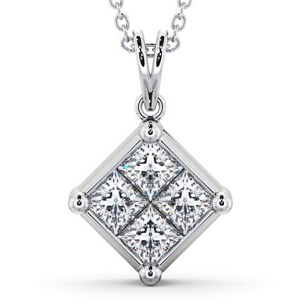  Cluster Princess Diamond Pendant 18K White Gold - Cheadle PNT22_WG_THUMB2 