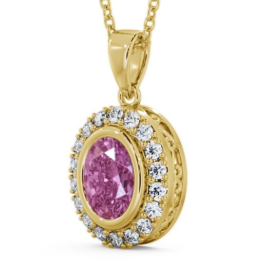 Halo Pink Sapphire and Diamond 1.82ct Pendant 9K Yellow Gold - Cleigh PNT23GEM_YG_PS_THUMB1