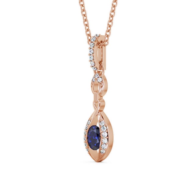 Drop Style Blue Sapphire and Diamond 0.69ct Pendant 9K Rose Gold - Ingoe PNT25GEM_RG_BS_THUMB2