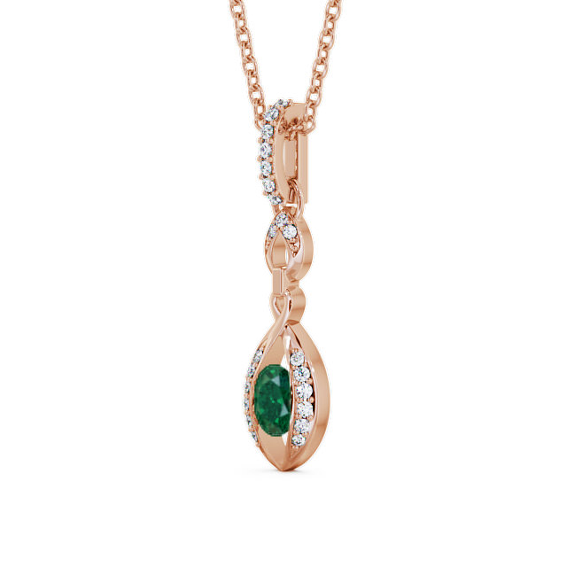 Drop Style Emerald and Diamond 0.61ct Pendant 9K Rose Gold - Ingoe PNT25GEM_RG_EM_THUMB2