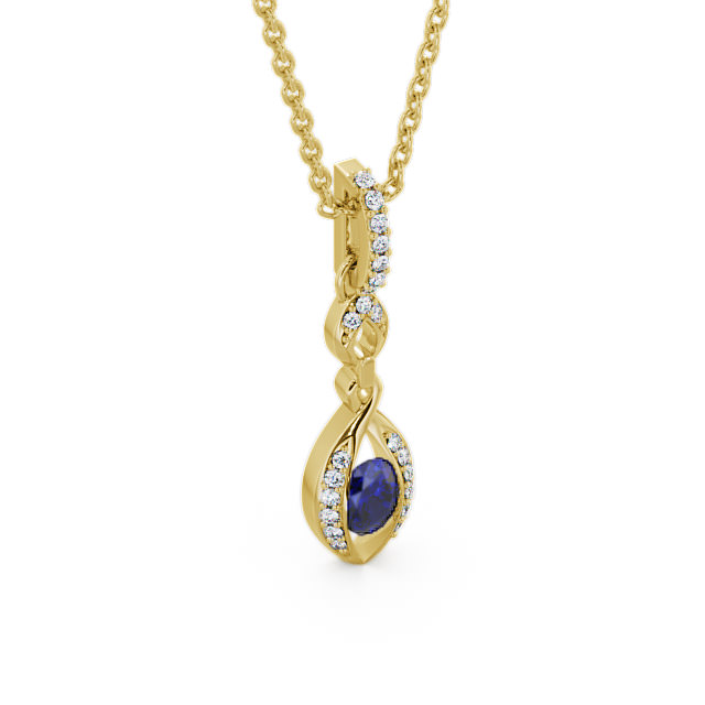 Drop Style Blue Sapphire and Diamond 0.69ct Pendant 9K Yellow Gold - Ingoe PNT25GEM_YG_BS_THUMB2