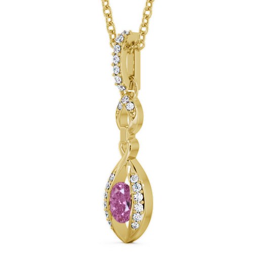 Drop Style Pink Sapphire and Diamond 0.69ct Pendant 9K Yellow Gold - Ingoe PNT25GEM_YG_PS_THUMB1