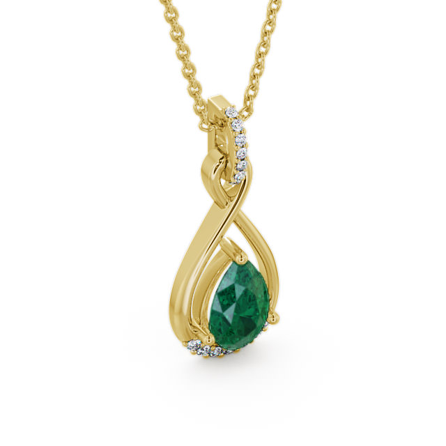 Drop Style Emerald and Diamond 1.80ct Pendant 9K Yellow Gold - Anmer PNT29GEM_YG_EM_THUMB2