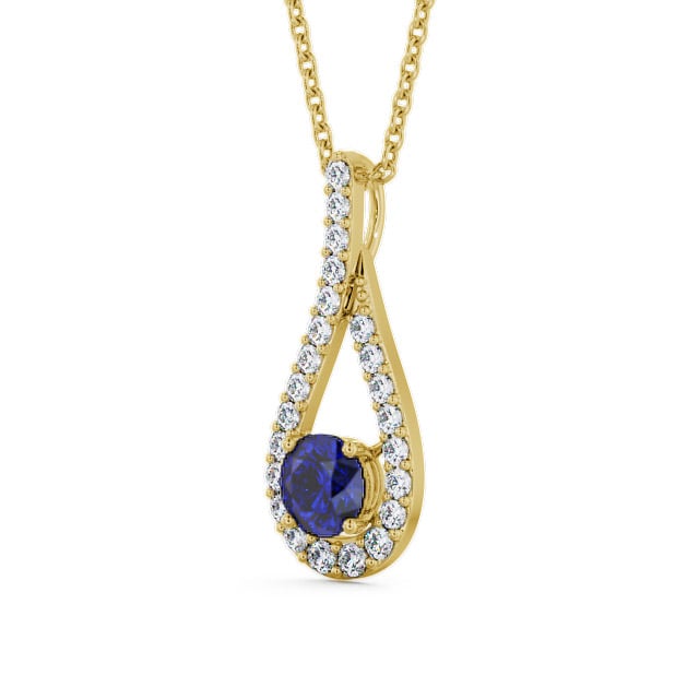 Drop Style Blue Sapphire and Diamond 1.55ct Pendant 18K Yellow Gold - Kentra PNT2GEM_YG_BS_THUMB2
