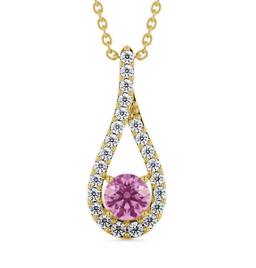  Drop Style Pink Sapphire and Diamond 1.55ct Pendant 18K Yellow Gold - Kentra PNT2GEM_YG_PS_THUMB2 