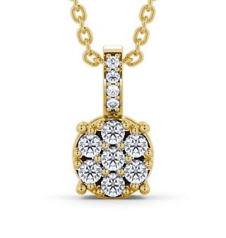  Cluster Round Diamond Pendant 18K Yellow Gold - Aley PNT32_YG_THUMB2 